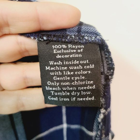 Rock & Republic Shirt Blue Plaid Flannel Metallic Trim Button Up Long Sleeve XS - Picture 5 of 7